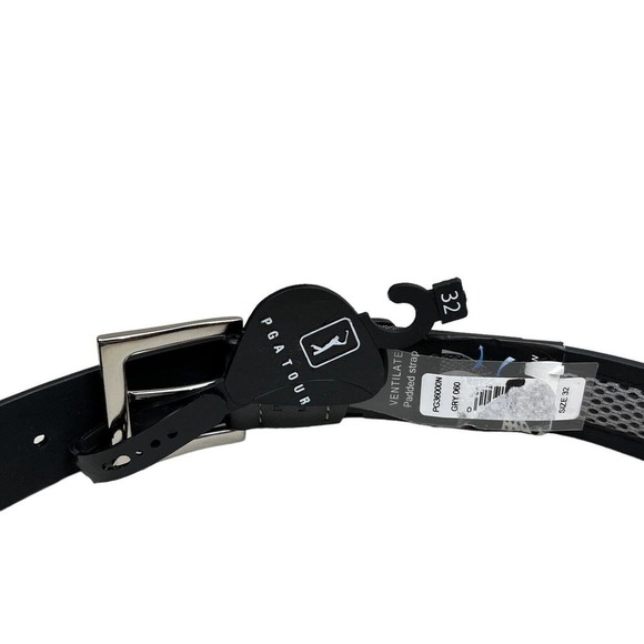 PGA Tour Belt Men Faux Leather Perforated Breathable Padded Strap Gray Black 32‎ - Picture 3 of 5